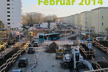 Straßenbahnbau in der Stresemannallee: Kanalbauarbeiten im Februar 2014